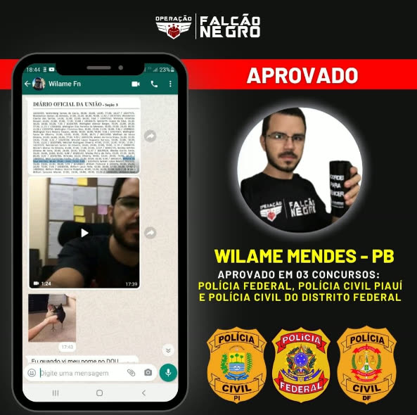 Wilame, aprovado em 3 concursos: Polícia Federal, Polícia Civil PI e Polícia Civil DF