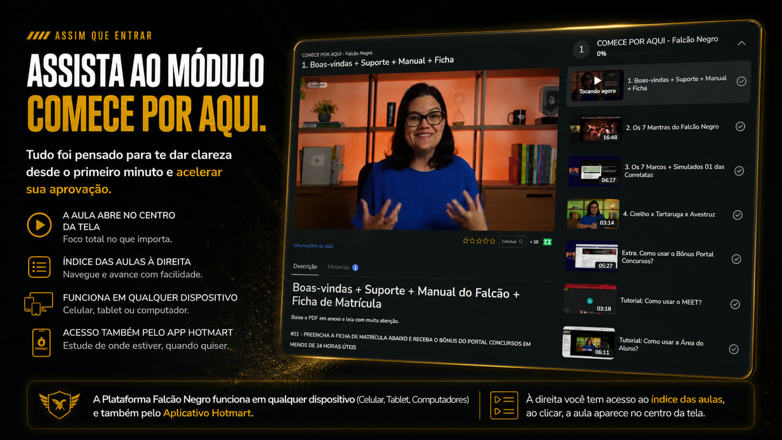 Módulo Comece por aqui na plataforma