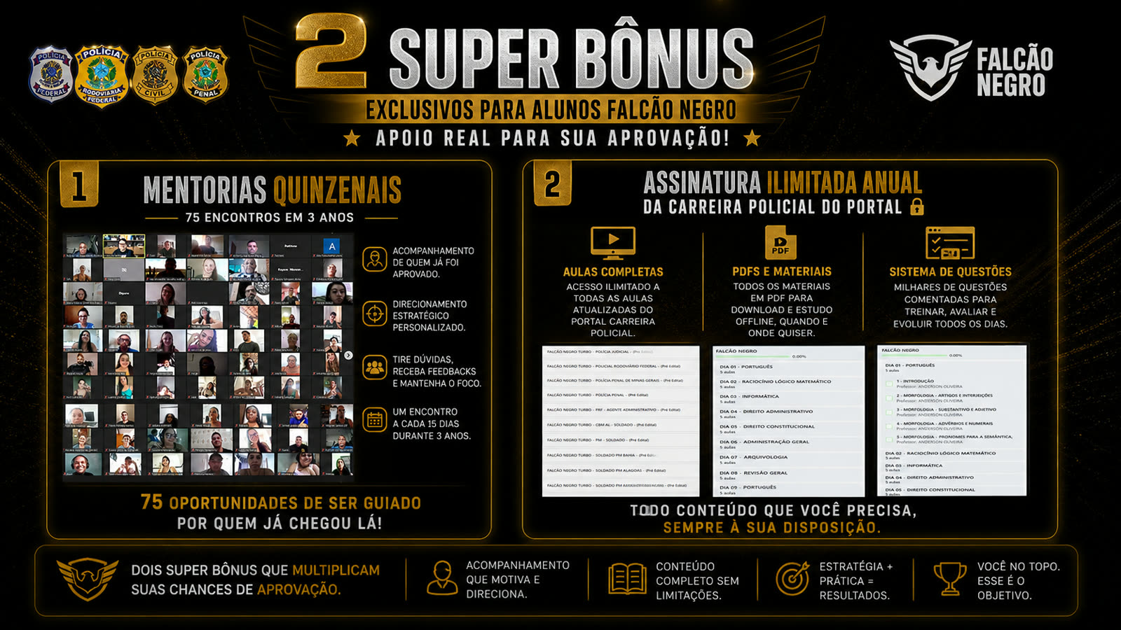Mentorias quinzenais e assinatura do Portal como super bônus